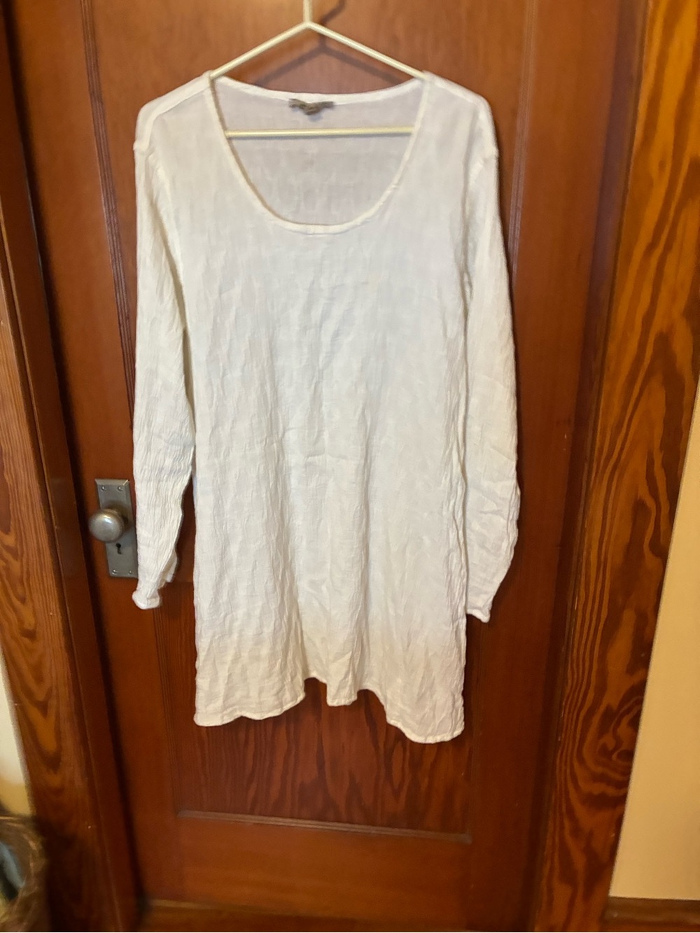 Flax White Long Sleeve Scoop Neck Dress